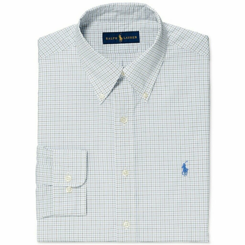 New! RALPH LAUREN Tattersall Logo Dress Shirt Cotton Poplin Size: 15.5 34/35